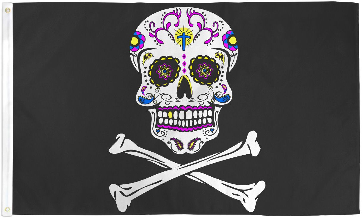 Pirate Sugar Skull Flag