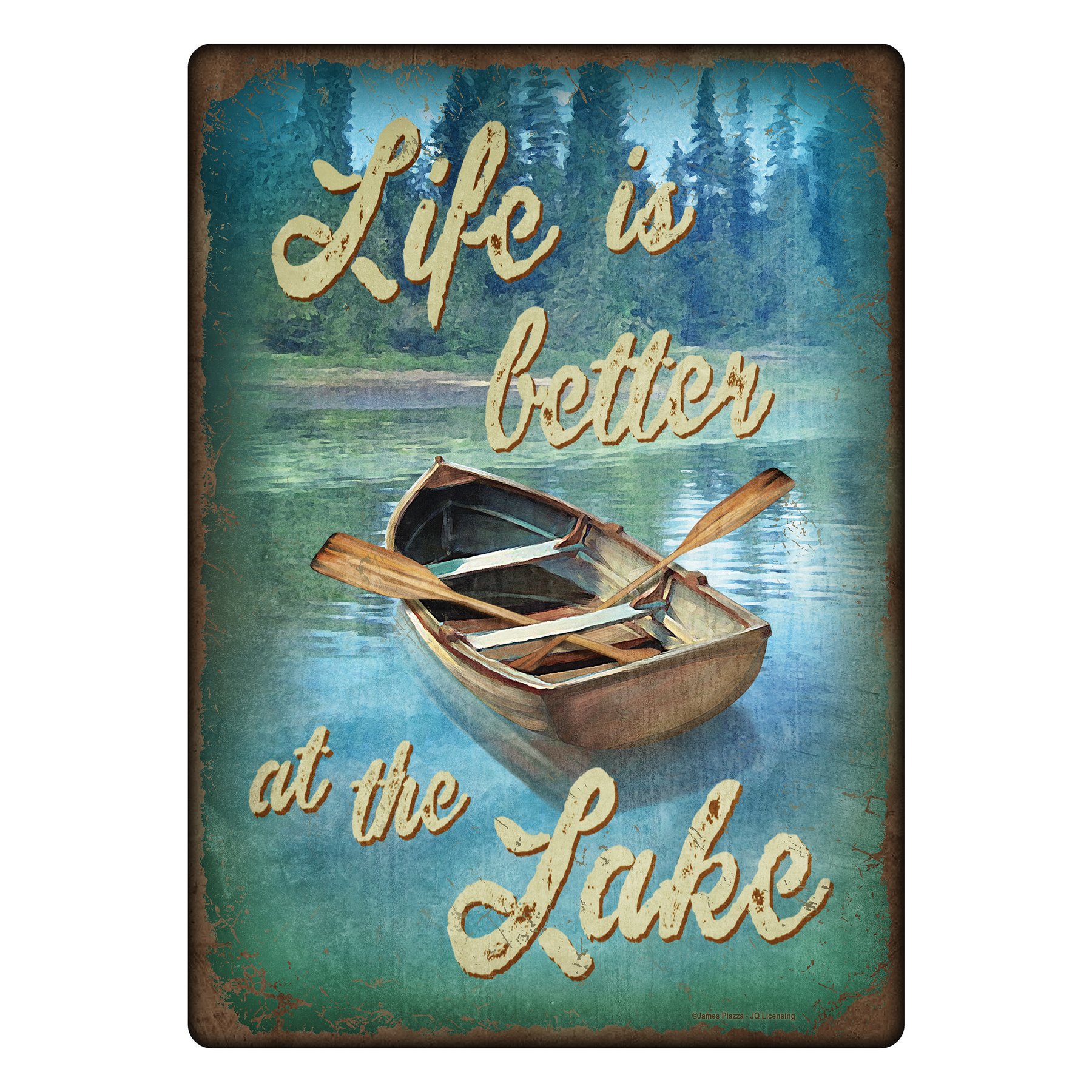 TIN SIGN 12IN X 17IN - LIFE BETTER LAKE