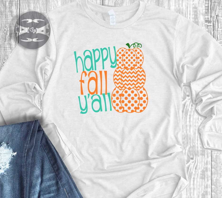 Happy Fall Y'all Stacked Pumpkin Tee